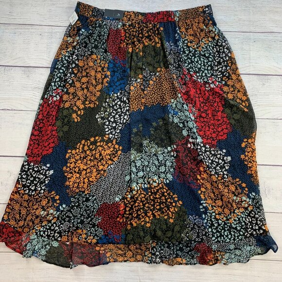 Maurices Midi Skirt sz 1X Faux Wrap Long Pull on Elastic Waist Floral New NWT - Picture 3 of 8